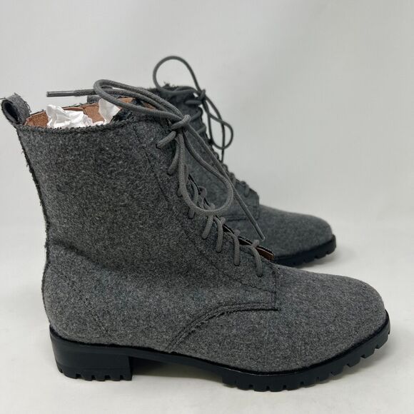 NEW J Jill Wool Boots Size 8.5 Women Side Zip Granny Lace Up Ankle Gray - Picture 5 of 10
